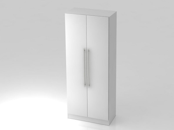 Hammerbacher Garderobenschrank 5OH, Sockelblende, Relinggriff Weiß/Weiß, 80x42x200,4 cm (BxTxH), V7200/W/W/RE