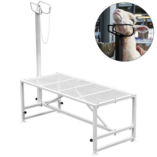 VEVOR Viehständer, Trimmständer 51 x 23 Zoll Viehtrimmständer für Ziegen, weiß, YYZJJSCDLZBS00001V0
