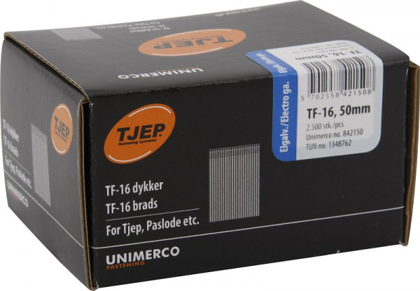 TJEP TF16 50mm Brads, verzinkt Box 2.500 Stück, Brads und Stifte, 842150
