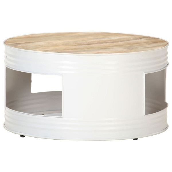 vidaXL Couchtisch Weiß 68x68x36 cm Massivholz Mango, 321932