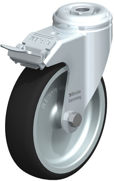 Blickle LKRA-PATH 126G-FI Apparate-Lenkrolle mit Rückenloch & Feststeller, Thermoplastisches Polyurethan, Grau, 846956
