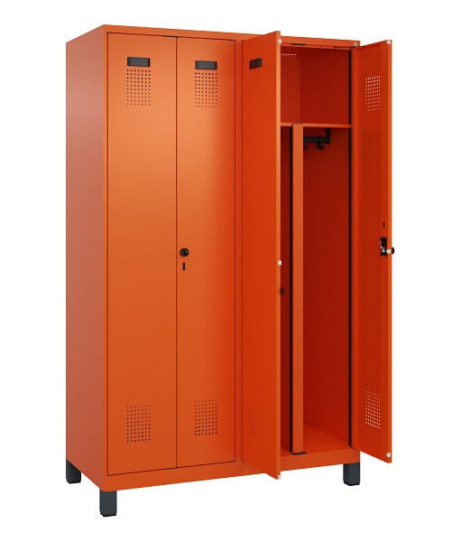 C+P PSA Schwarz-Weiß-Spind Evolo PLUS, mit Füßen, 4 Abteile, 1950x1200x500mm, 2, Drehriegel, 049012-40P S10023