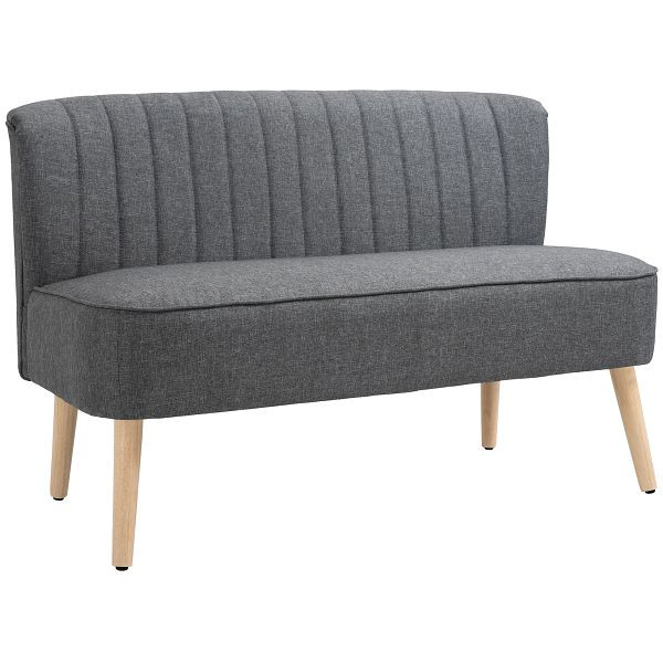 HOMCOM 2-Sitzer Sofa, weiche Polsterung, pflegeleichter Bezug, bis 220 kg, 117 x 56,5 x 77 cm, Grau, 833-524V07GY