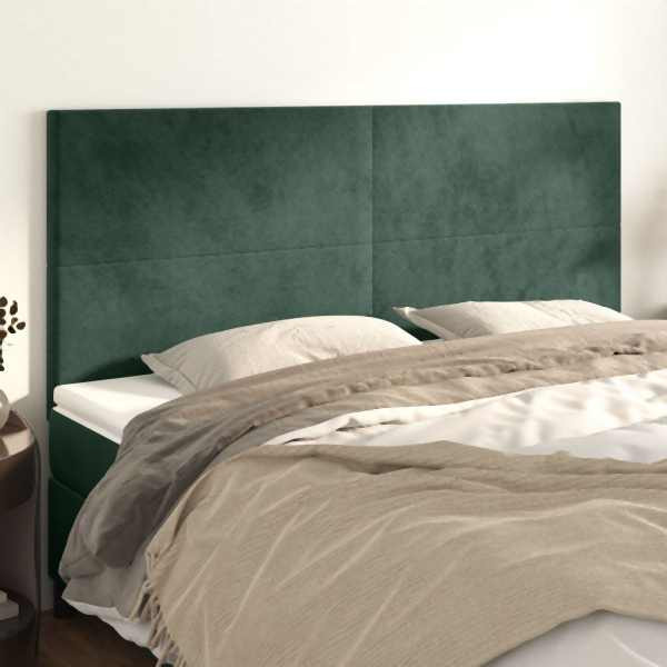 vidaXL Kopfteile 4 Stück Dunkelgrün 90x5x78/88 cm Samt, 3116115