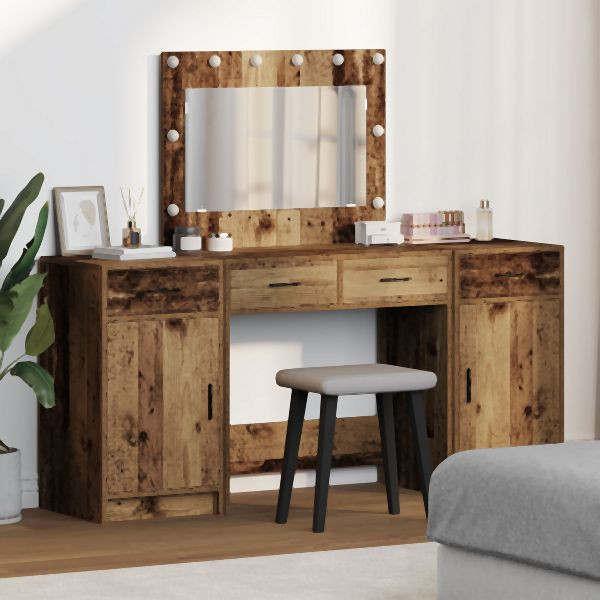 vidaXL Kosmetiktisch Set Set aus 3 Altholz Holzwerkstoff Stauraum, 3334252