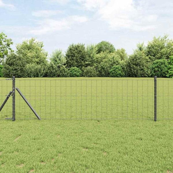 vidaXL Zaun mit Pfosten Grau 0.6 x 50 m Stahl, 3350433