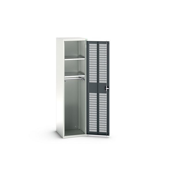 bott verso Garderobenschrank mit Belüftung, mit 2 Fachböden und 1 Kleiderstange, BxTxH: 525 x 550 x 2000 mm, Lichtgrau / Anthrazitgrau, 16926725.19