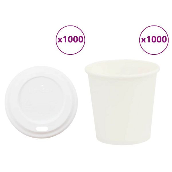 vidaXL Pappbecher mit Deckeln 1000 Stück 4oz 100ml, 3325215