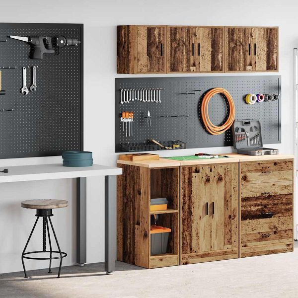 vidaXL Garagenschränke 2 Stk. Altholz-Optik Holzwerkstoff, 3328267