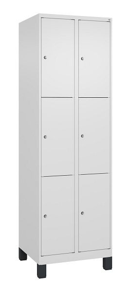 C+P Schließfachschrank Classic PLUS, Füße, 2 Abteile mit je 3 Fächern, 1950x600x500mm, 9016/9016, 080010-203 S10012