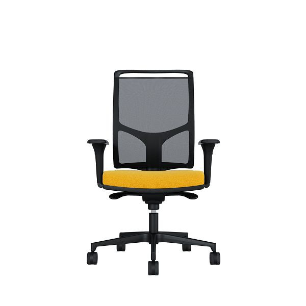 Bisley Bürodrehstuhl Zed, Schwarzes Kunststoff, Höhenverstellbare Armlehnen, Fußkreuz und Armlehnen aus Kunststoff, NE0053 gelb, ZEDKSLSNE0053