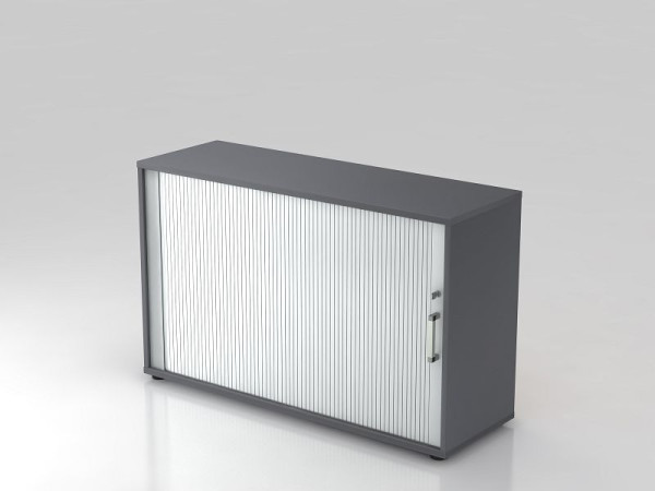 Hammerbacher Rollladenschrank horizontal, 2OH 120cm Chromgriff Graphit/Silber, 120x40x74,8 cm (BxTxH), V1732S/G/S/CE