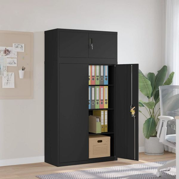 vidaXL Aktenschrank Schwarz 90x40x180 cm Stahl, 3188325