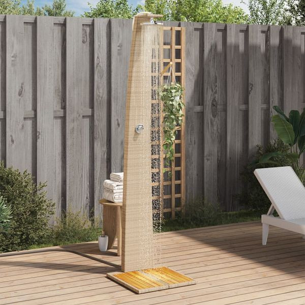 vidaXL Gartendusche Beige 55x60x224 cm Poly Rattan und Akazienholz, 368211
