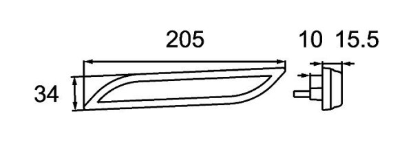 HELLA Seitenmarkierungsleuchte, Shapeline Style, LED, 12/24V, Anbau/geschraubt, gelb, LED-Lichtfarbe: gelb, 500mmhenol, 2-polig, rechts, 2PS 013 305-161