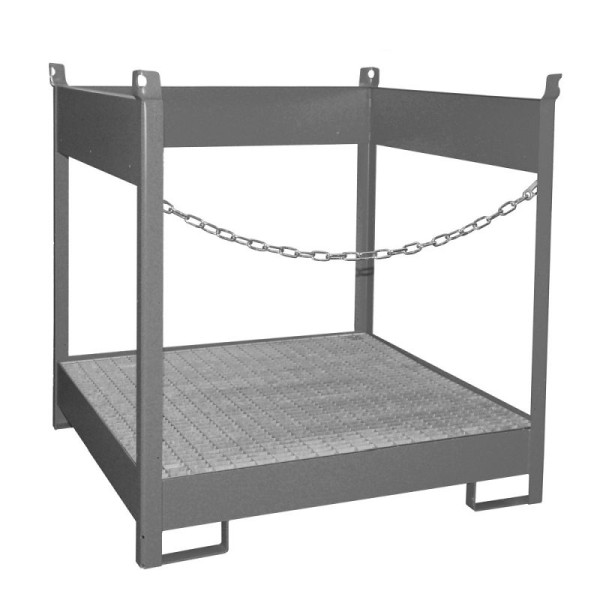 STEIN HGS Fass-Stapelpalette FSP, RAL 7005 mausgrau, lackiert, 275 Liter, seitlich offen, 79140.0041