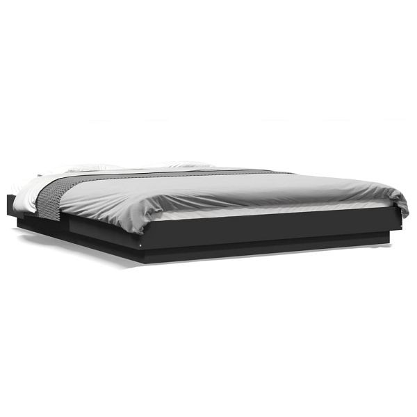 vidaXL Bettgestell mit LED Schwarz 150x200 cm Holzwerkstoff, 3281092
