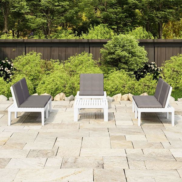 vidaXL 4-teilig Garten-Lounge-Set mit Kissen Kunststoff Weiß, 3059835