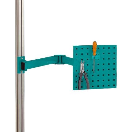 Manuflex Werkzeugträgerplatte für CANTOLAB und ALU, BxH 305 x 305 mm, mit Doppelgelenk-Schwenkausleger, Wasserblau, ZB8232.5021