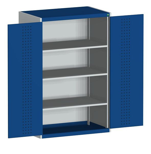 bott cubio Flügeltürschrank bestückt mit 3 Fachböden BxTxH: 1050 x 525 x 1600 mm, RAL 7035/5010, 40013086.11V