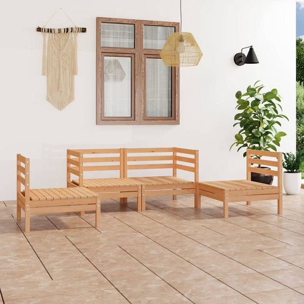 vidaXL 4-teilig Garten-Lounge-Set Kiefer Massivholz, 3082522