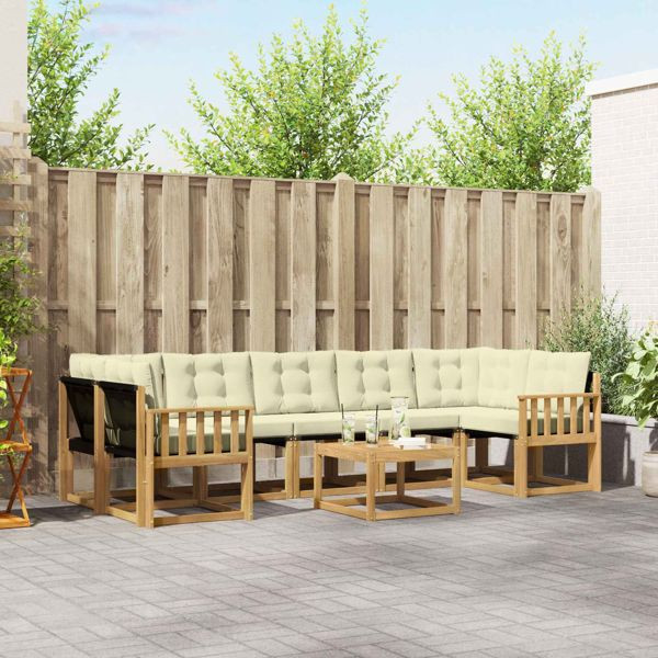 vidaXL Outdoor-Sofagarnitur 8-teilig Massives Akazienholz und Textilene, 3389304