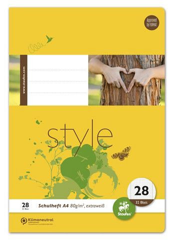 Staufen Heft LIN28 - A4, 32 Blatt, 90 g/qm, kariert mit Randlinien, 040432028