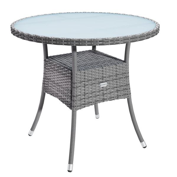 casaria Polyrattan-Tisch Grau rund Ø60cm, Balkontisch, 109728