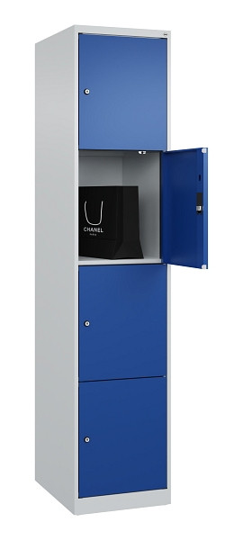 C+P Schließfachschrank Evolo PLUS, 4 Fächer, 1850x400x500mm, 7035/5010, 049000-124 S10006