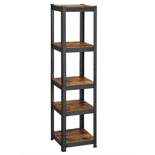 SONGMICS Regaleinheit, 37 x 37 x 150 cm, 400 kg Ladekapazität (80 kg pro Regal), Industrie, verstellbar, rustikbraun und schwarz, GLR037B01