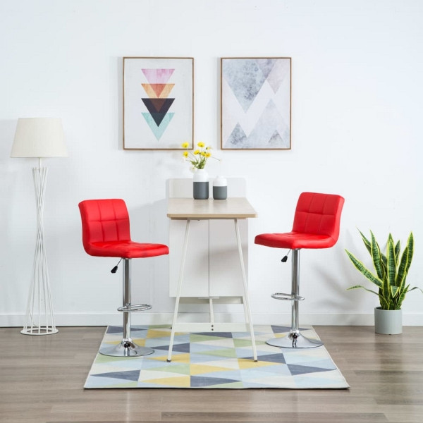 vidaXL Barhocker 2 Stück Rot Kunstleder, 323635, 8720286080955