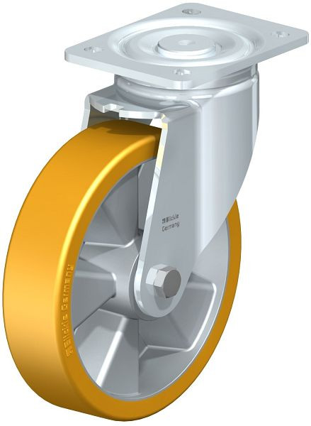 Blickle LH-ALTH 200K Stahlblech-Lenkrolle, Schwerlast-Ausführung, mit Anschraubplatte, Blickle Extrathane®, Hellbraun, 265942