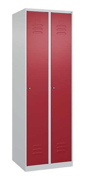 C+P Umkleidespind Classic PLUS, 2 Abteile, 1850x600x500mm, 7035/3003, Zylinderschlösser, 080000-20 S10031