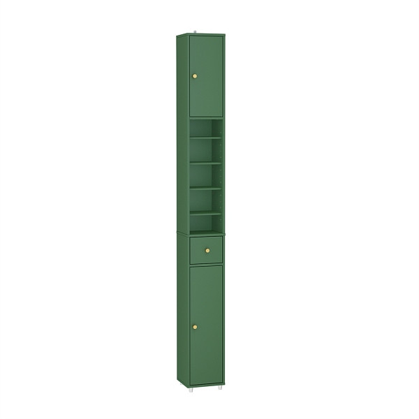 SoBuy Badezimmerhochschrank mit einer Schublade Dunkelgrün 20x20x180 cm, Funktional, BZR34-II-SY