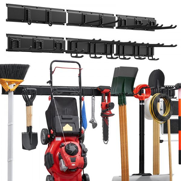 VEVOR Gerätehalter 2514,6 mm, 544 kg, 6 Schienen, 16 Haken, Stahl, Wandmontage mit Schrauben & Dübeln, QMGJJCBKSXB9M058X001V0