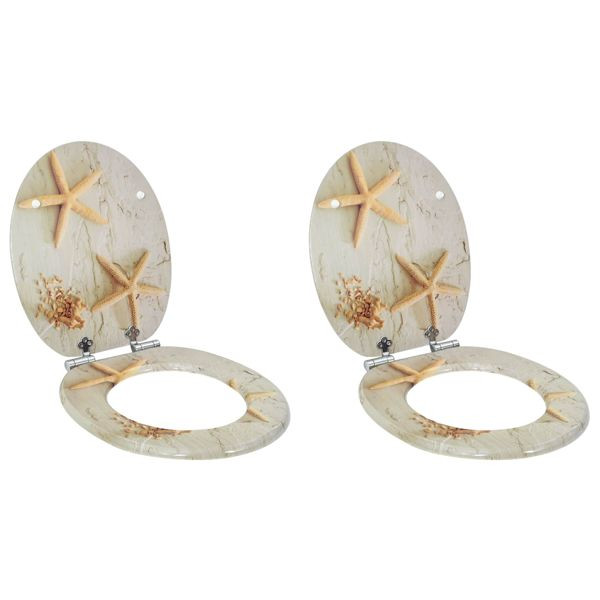 vidaXL Toilettensitz 2-teilig Gelb und Weiß 44 x 38 cm MDF-Platte, 3414535