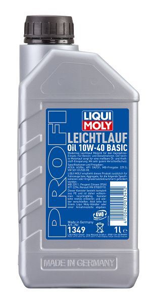 LIQUI MOLY Motoröl Profi Leichtlauf 10W-40 Basic, Kanister Kunststoff, VE: 1 Liter, 1349