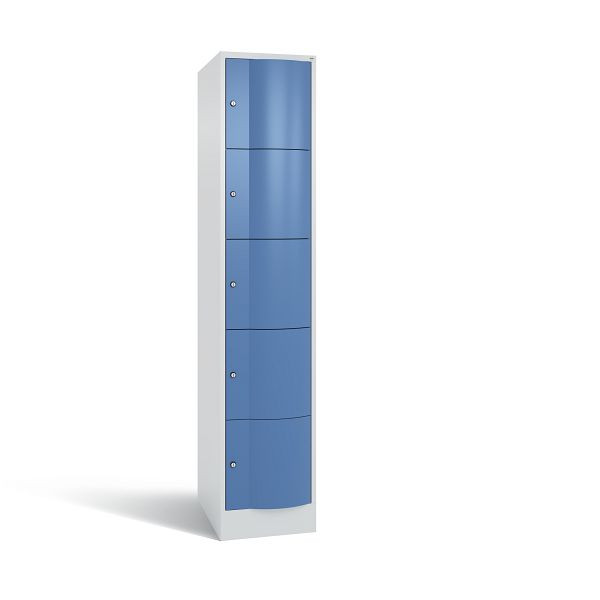 C+P XL-Schließfachschrank Resisto, 5 Fächer, H1950B396T640 mm, Grau/Fernblau, 8570-173 S10098