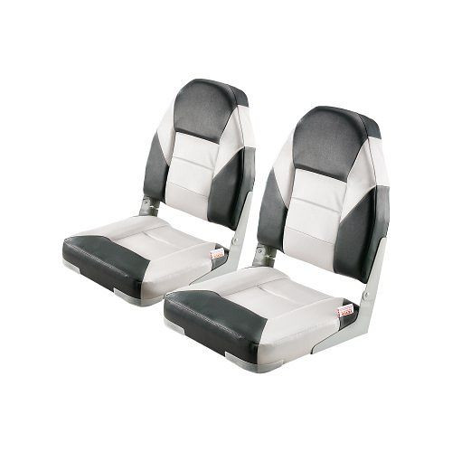 VEVOR klappbarer Bootssitz mit hoher Rückenlehne & wasserdichtem PVC-Leder, Aluminiumlegierung, Schwarz/Grau, VE: 2 Stück, ZDCZYGKB2JHHOSF4P001V0