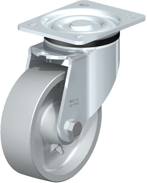 Blickle LK-G 150G Stahlblech-Lenkrolle, schwere Ausführung, mit Anschraubplatte, Guss, Grau, 7815