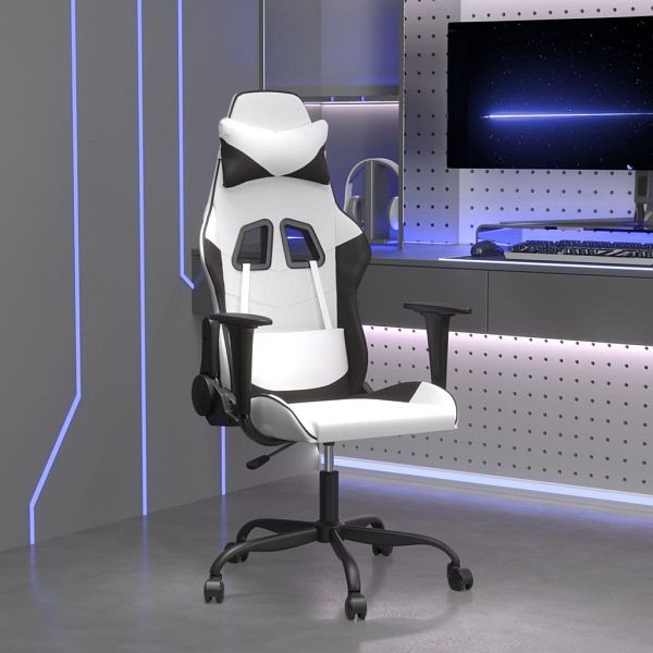 vidaXL Gaming-Stuhl Weiß und Schwarz Kunstleder, 3143651