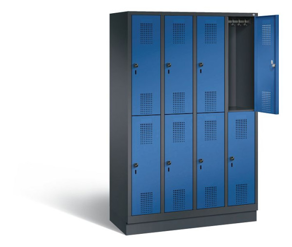 C+P Spind doppelstöckig Evolo, H1800xB1190xT500mm, Farbe: Schwarzgrau / Enzianblau, 48320-40 S10321