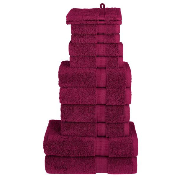 vidaXL 12 tlg. Premium-Handtuch-Set SOLUND Bordeaux 600 g/m², 137573