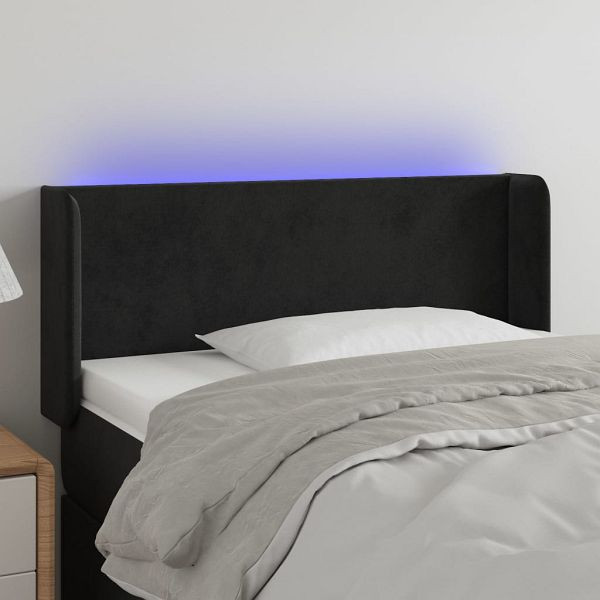 vidaXL LED Kopfteil Schwarz 83x16x78/88 cm Samt, 3122988