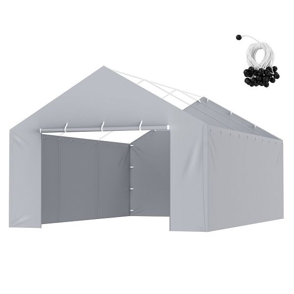 VEVOR Carport-Garagenzelt Seitenwand 6000 x 3950 x 1950 mm, strapazierfähig, wasserdicht und UV-geschützt, grau, CKPB13X20FTH07RMFV0