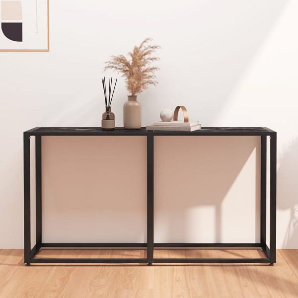 vidaXL Konsolentisch Schwarz Marmor-Optik 140x35x75,5 cm Hartglas, 331677