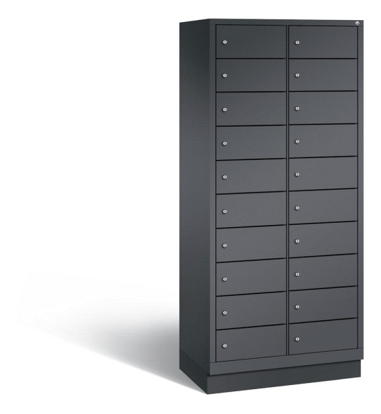 Deskin Laptopschrank, 2 x 10 Fächer, Schwarzgrau RAL 7021, 810 x 500 x 1800 mm, mit Elektrifizierung, 287871