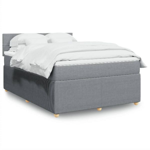 vidaXL Boxspringbett mit Matratze Hellgrau 160x200 cm Stoff, 3289807