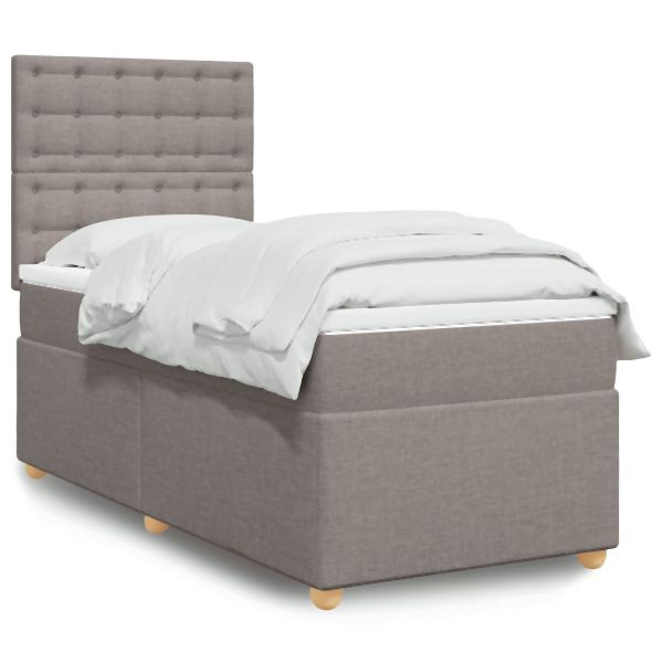 vidaXL Boxspringbett mit Matratze Taupe 80x200 cm Stoff, 3293425