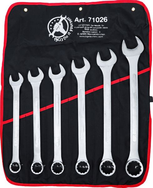BGS Maul-Ringschlüssel-Satz, XXL, Zollgrößen, SW 1.5/16" - 2", 6-teilig, 71026